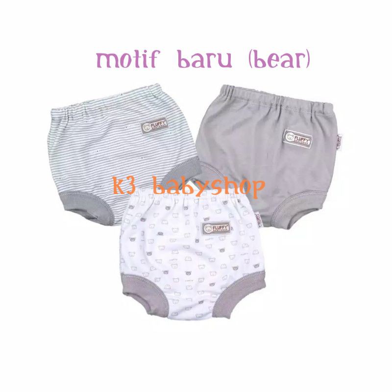 Celana segitiga fluffy seri grey abu white putih celana pendek anak celana pop bayi SNI