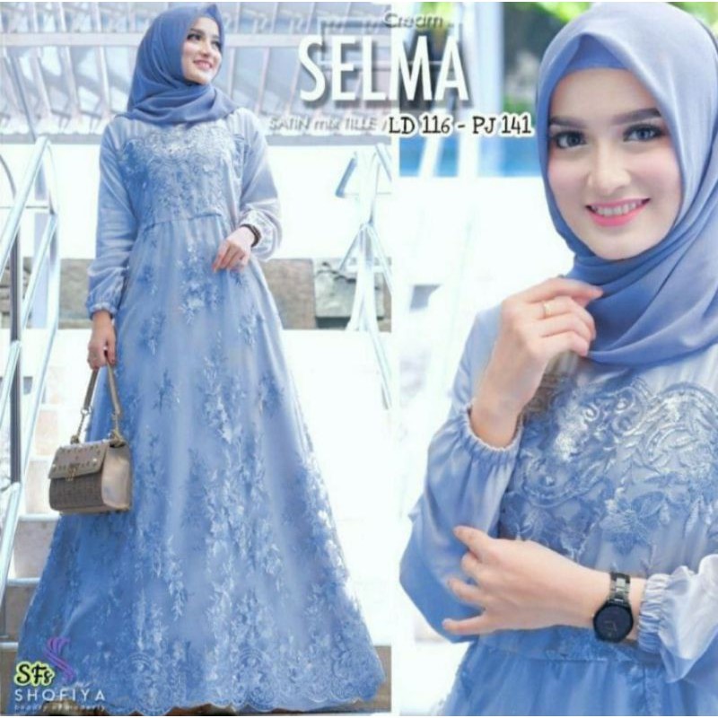 Size L XL XXL / Gamis Muslim Farasya /Maxy Brukat SELMA Tulle Premium Jumbo Murah