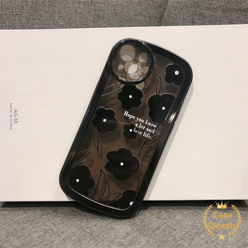 Soft Case Silikon TPU Motif Bunga Hitam Untuk iPhone 8Plus 7plus XR 11 12 13 Pro MAX 7 8 Plus X 6 6S Plus XS MAX SE 2020