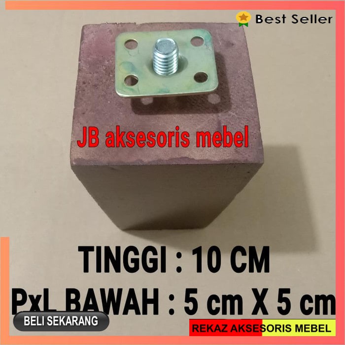 KAKI KURSI KAYU PIRAMID 10 cm / KAKI SOFA MEJA LEMARI KAYU KOTAK 100mm