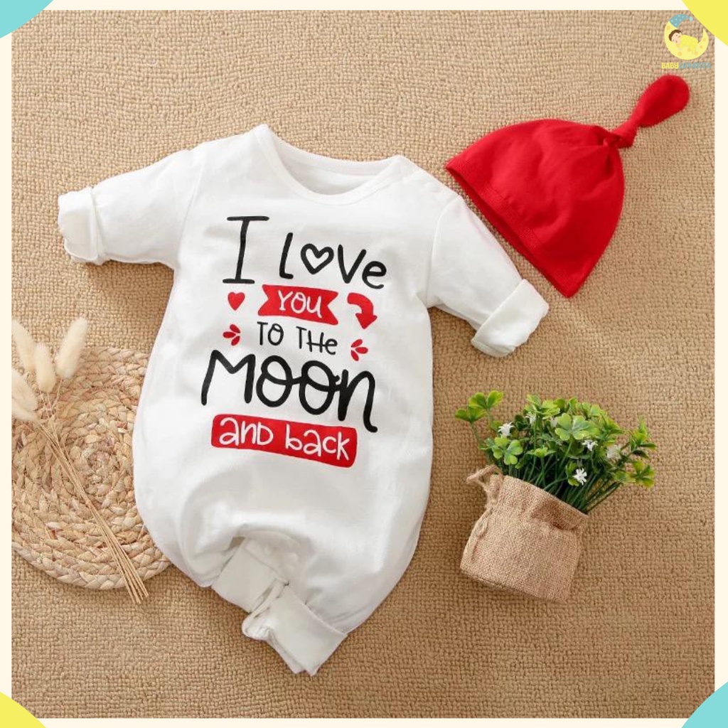 [COD] Baju Bayi Import Korea motif I LOVE YOU THE MOON / Baju baby LUCU import BA-211/Babylovanta