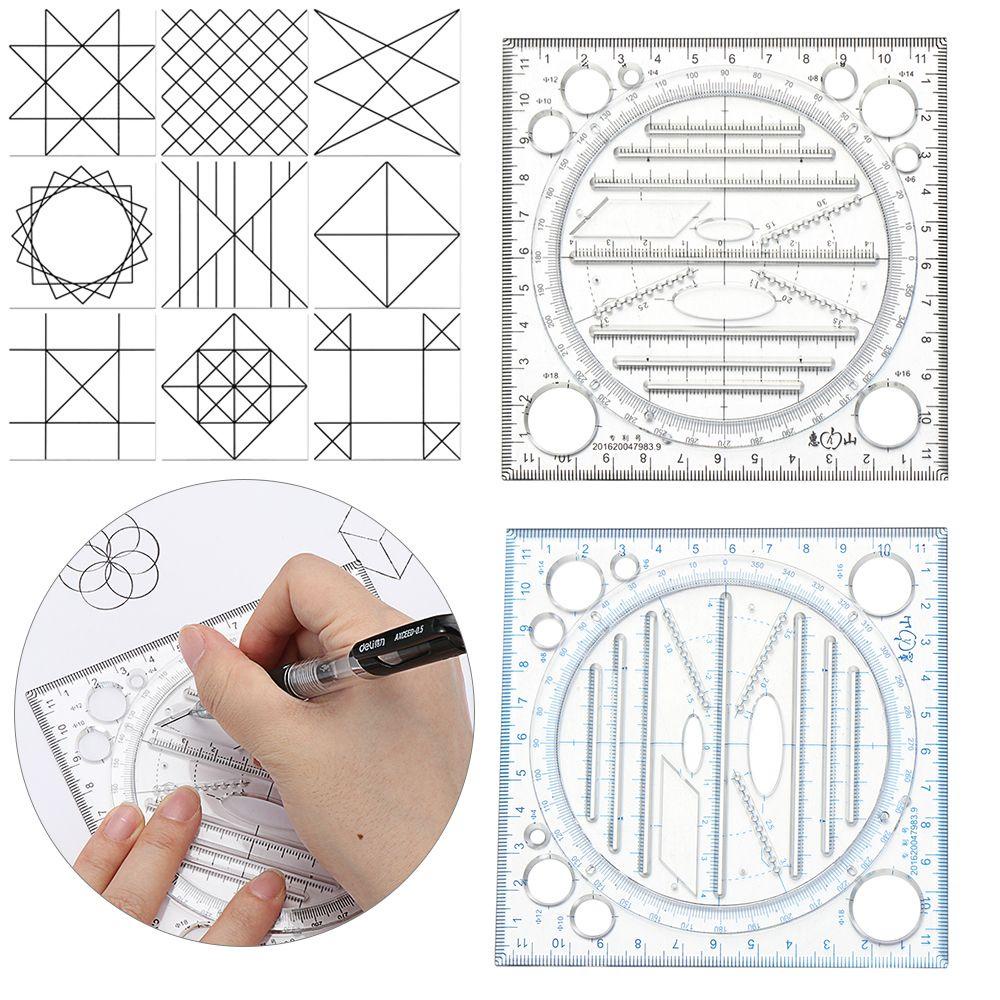 R-flower Fast Drawing Rulers Template Geometris Perlengkapan Kantor Sekolah Multifungsi