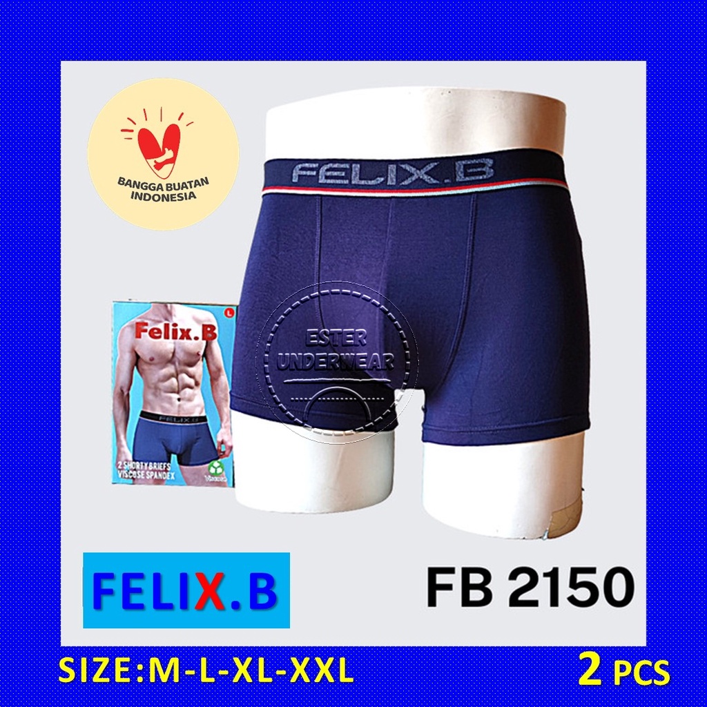 CELANA BOXER PRIA FELIX.B FB 2150 ISI 2 PCS | VISCOCSE SPANDEX