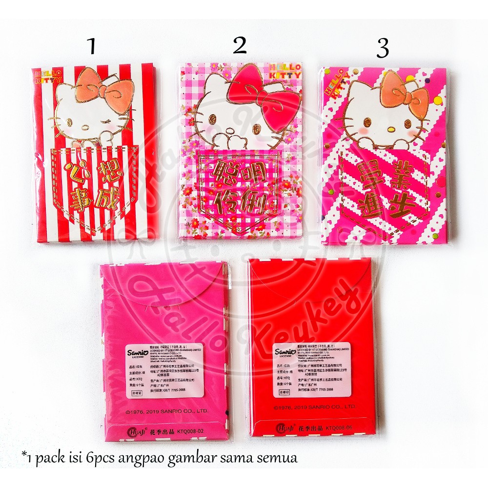 

angpao angpau amplop uang hello kitty corak isi 6pcs sanrio