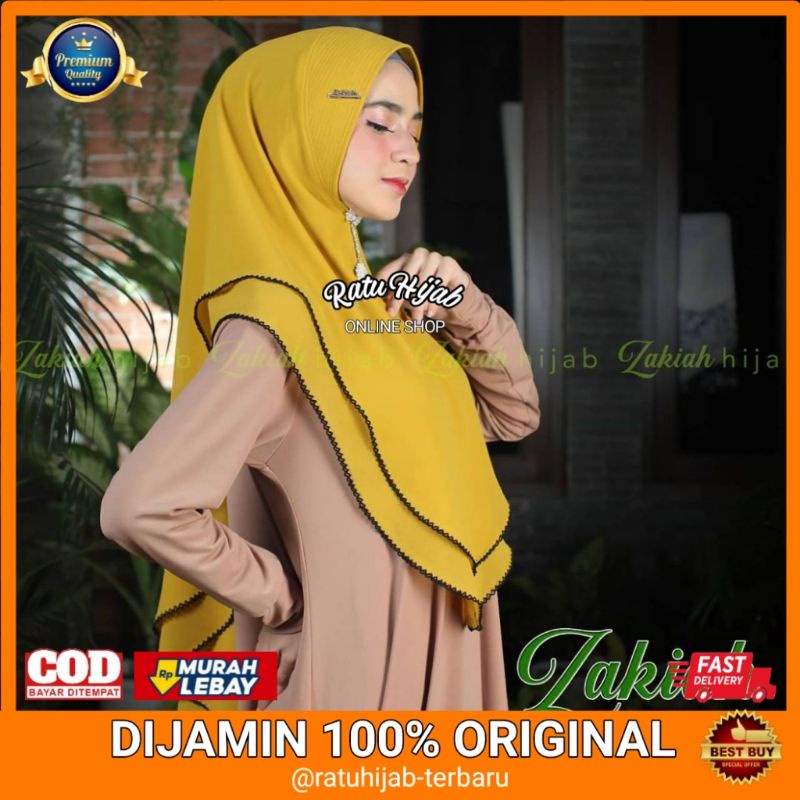 KHIMAR CERUTY PICOT JUMBO/ HIJAB CERUTY 2 LAYER PLAT GOLD ORI ZAKIAH