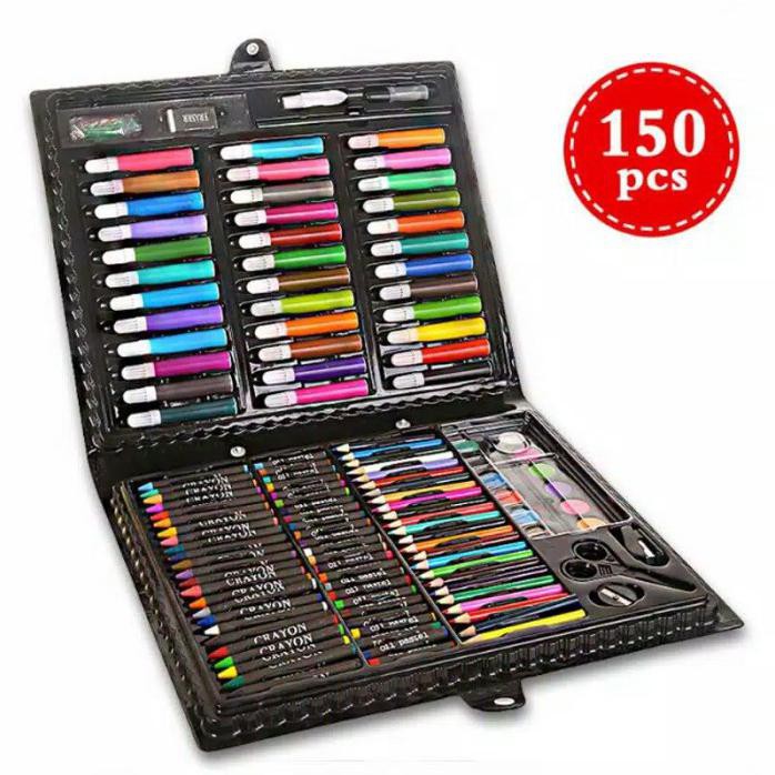 

alat lukis crayon cat minyak set perlengkapan sekolah anak 150 pcs - box hitam sry77