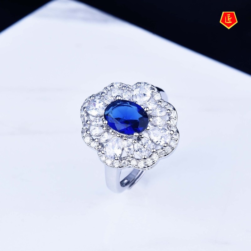 [Ready Stock]Elegant Luxury Natural Sapphire Ring