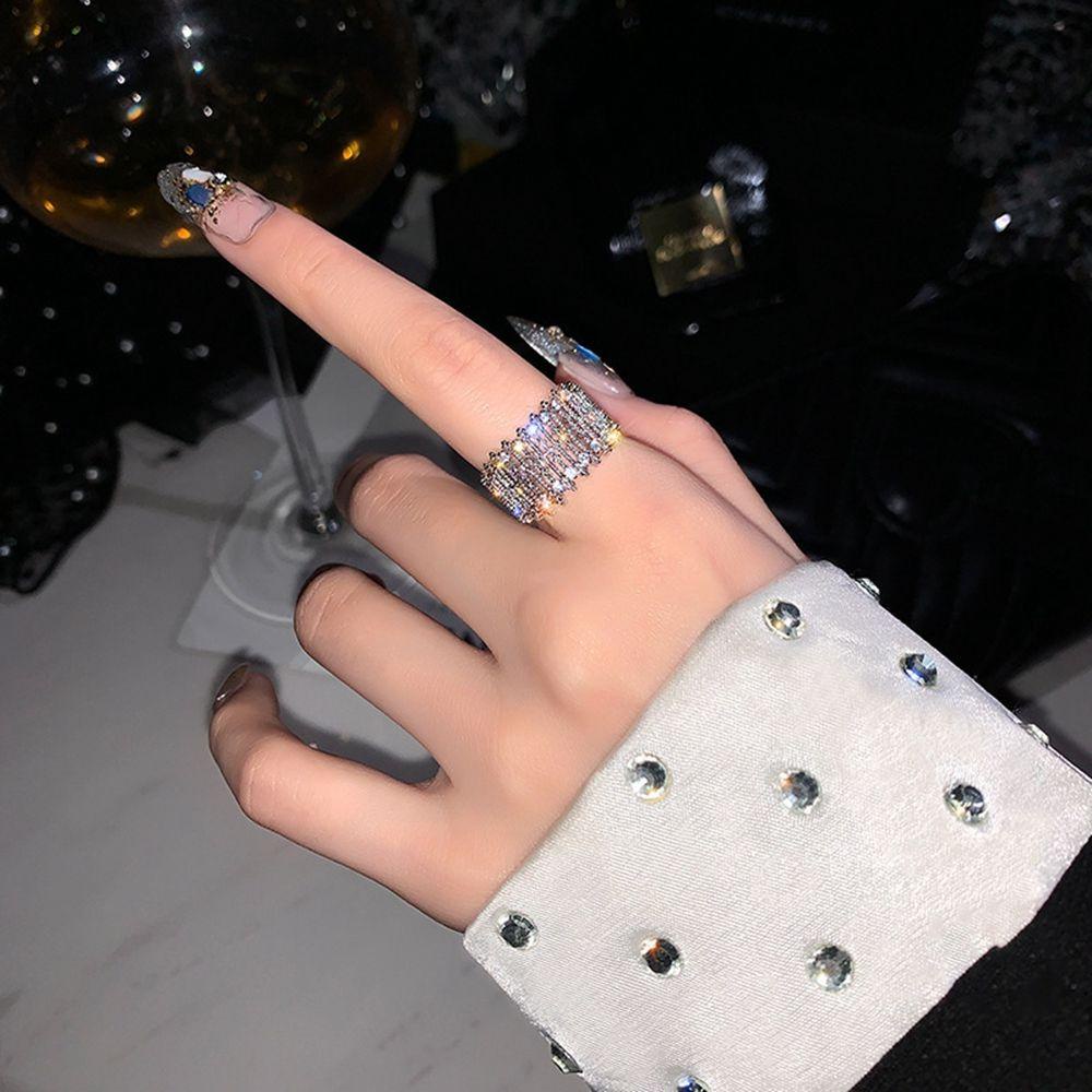 Mxbeauty Pembukaan Cincin Adjustable Kepribadian Keren Memutar Hip-hop Gaya Punk Tembaga Lebar Cincin Jari Perempuan