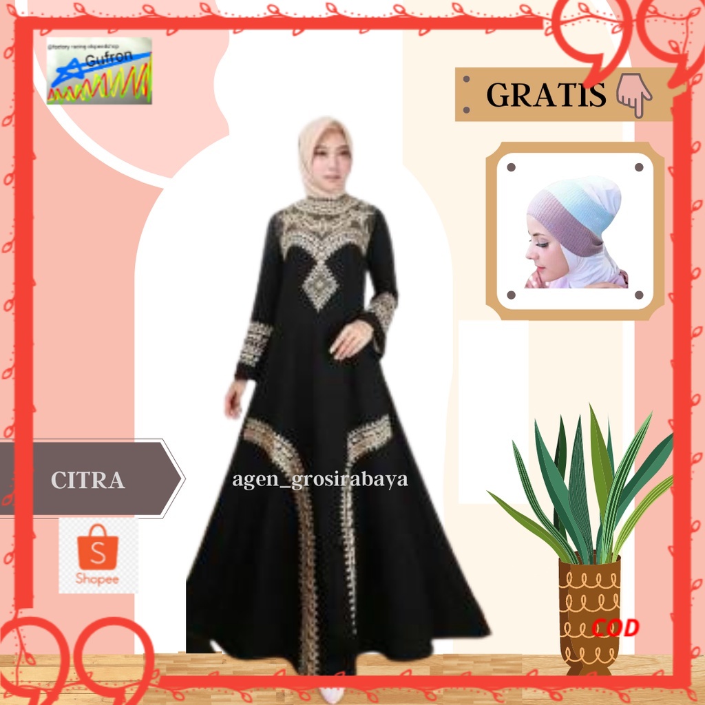 TERLARIS ABAYA BORDIR CITRA COUPLE IBU DAN ANAK ABAYA MURAH ABAYA TURKEY DREES MAXI HITAM ARAB