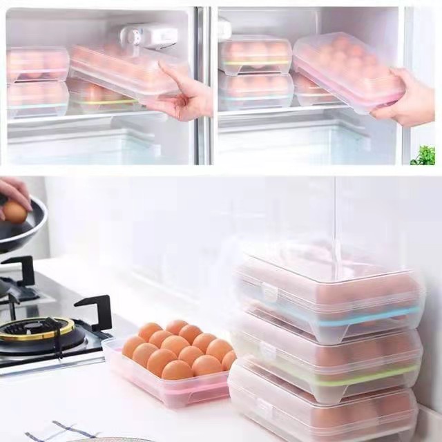 Kotak Tempat box Telur 15 Lubang Sekat Storage EGG Organizer Praktis