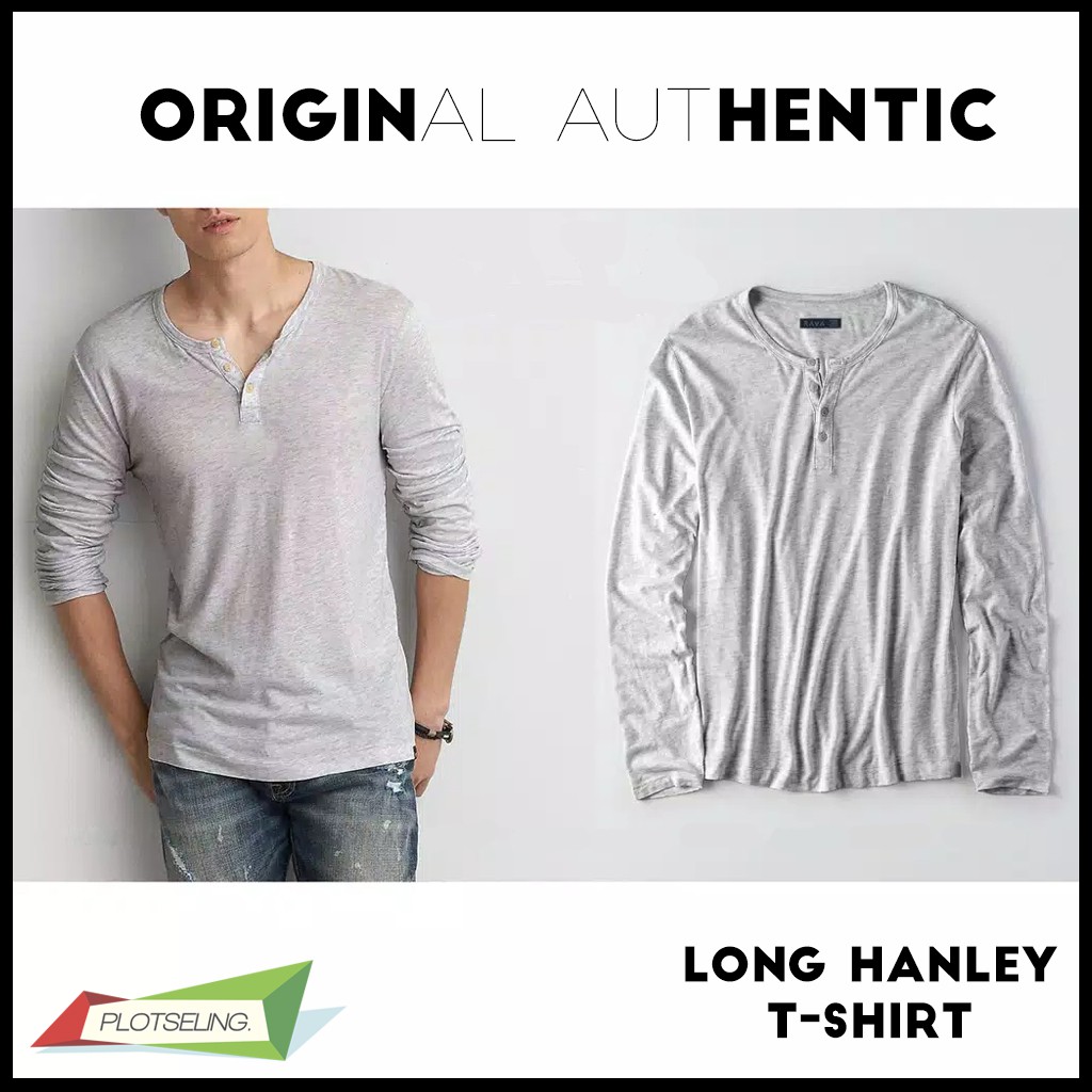 Kaos Polos Oblong HENLEY Pria Lengan Panjang IMPORT COTTON PREMIUM QUALITY - LONG HENLEY ORIGINAL