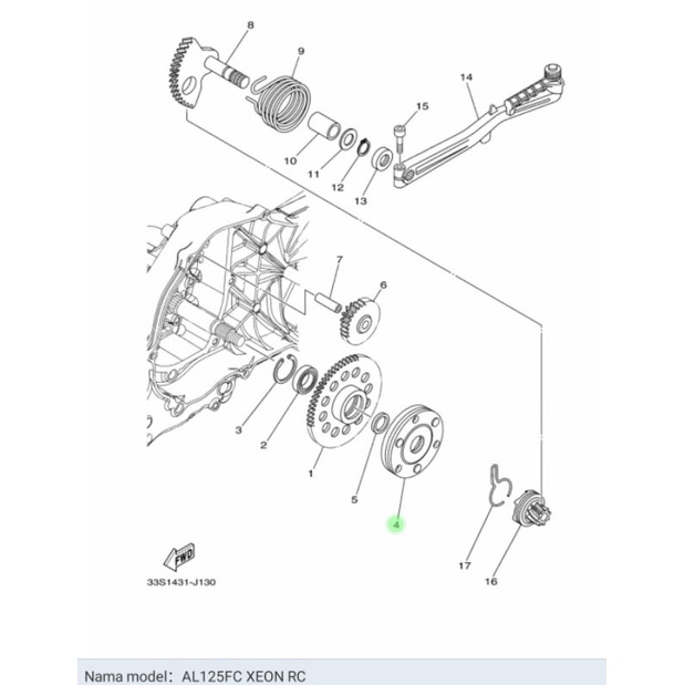 STARTER CLUTCH ONE WAY PELOR OTOMATIS XEON KARBU XEON RC ASLI ORI YAMAHA 44D E5570 02