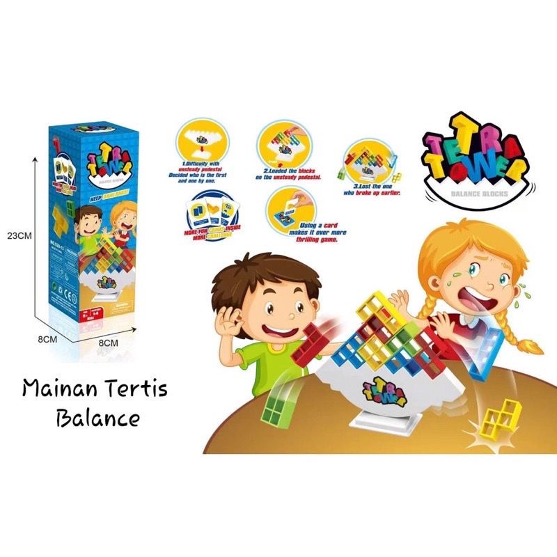 NEW MS - MAINAN EDUKATIF ANAK BALANCING BLOCK TETRIS TETRA TOWER GAMES FUN BALOK SUSUN