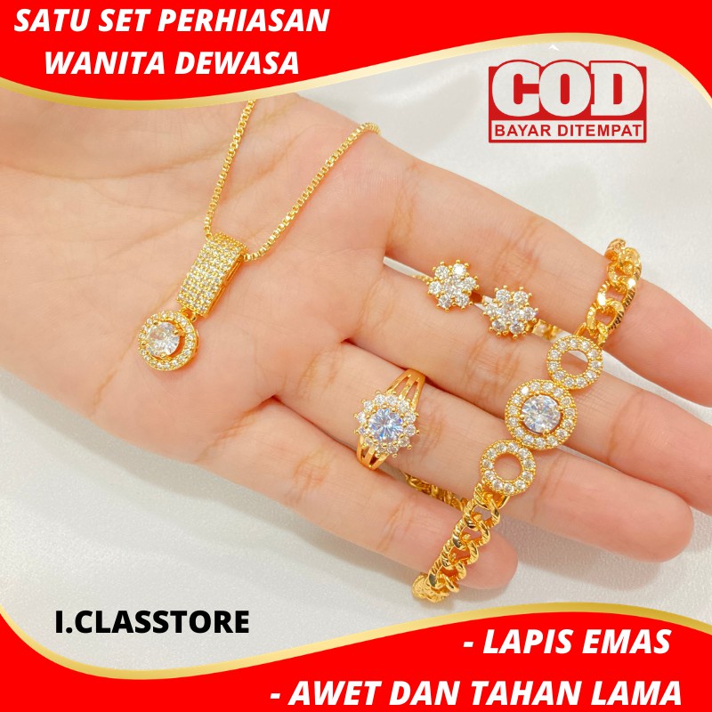 Set Perhiasan Kalung Gelang Anting Cincin aksesoris fashion wanita xuping asli kualitas terbaik