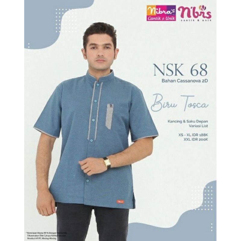 BAJU KOKO DEWASA NIBRAS NSK 68 BIRU TOSCA S