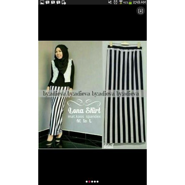 TERLARIS   STRIPE SKINY SKIRT SKINNY SALUR ROK SPAN PANJANG HITAM PUTIH