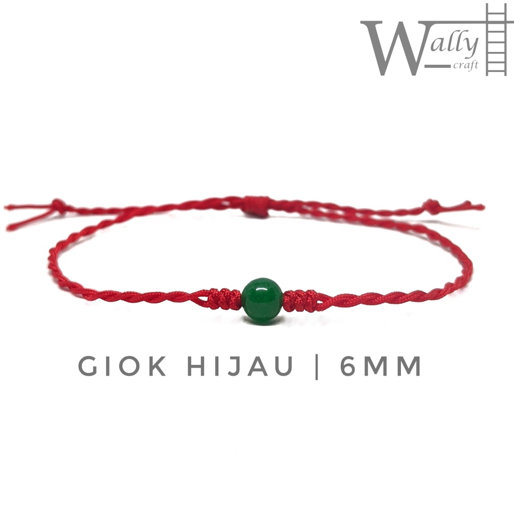 Gelang Batu Giok Hijau Tali Etnik Handmade