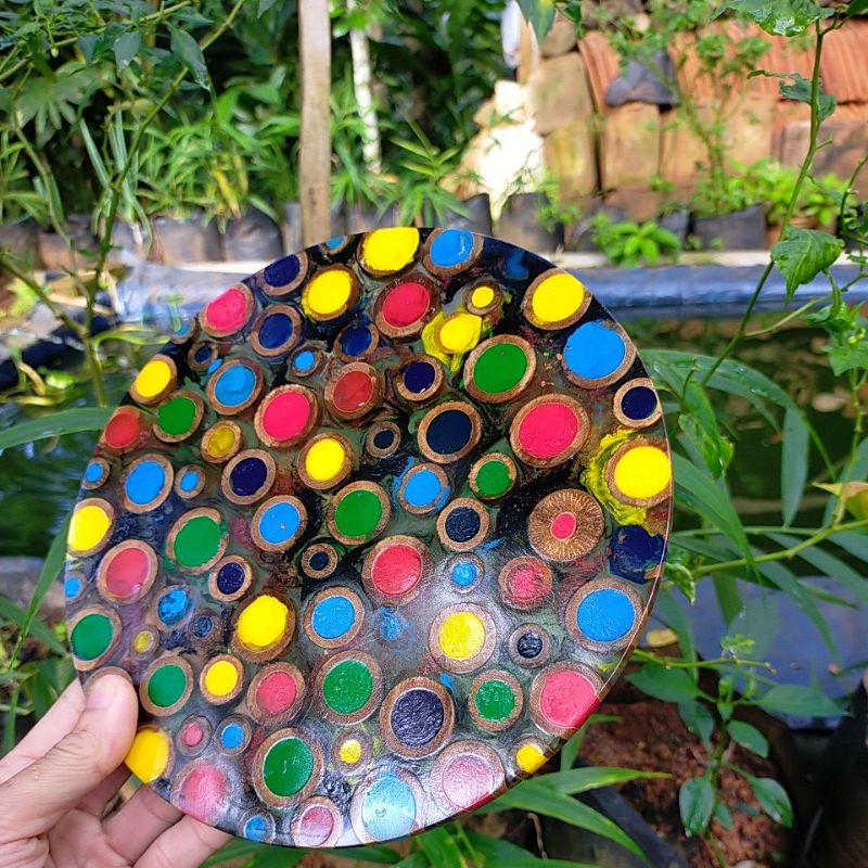 Kerajinan resin+bambu || Hiasan dinding // hiasan lemari kaca