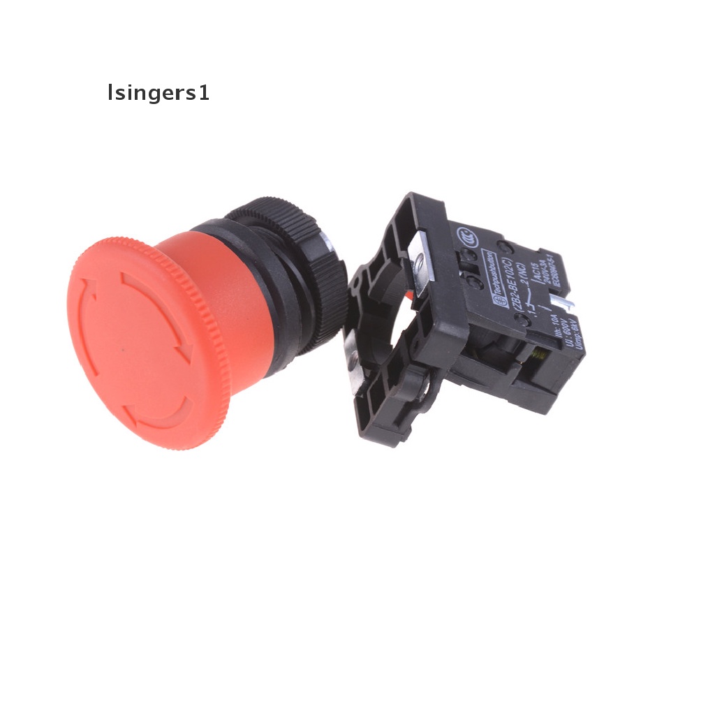 (lsingers1) 1pc XB2-ES542 Tombol Tekan Bentuk Jamur Merah 22mm NC Untuk Stop Darurat