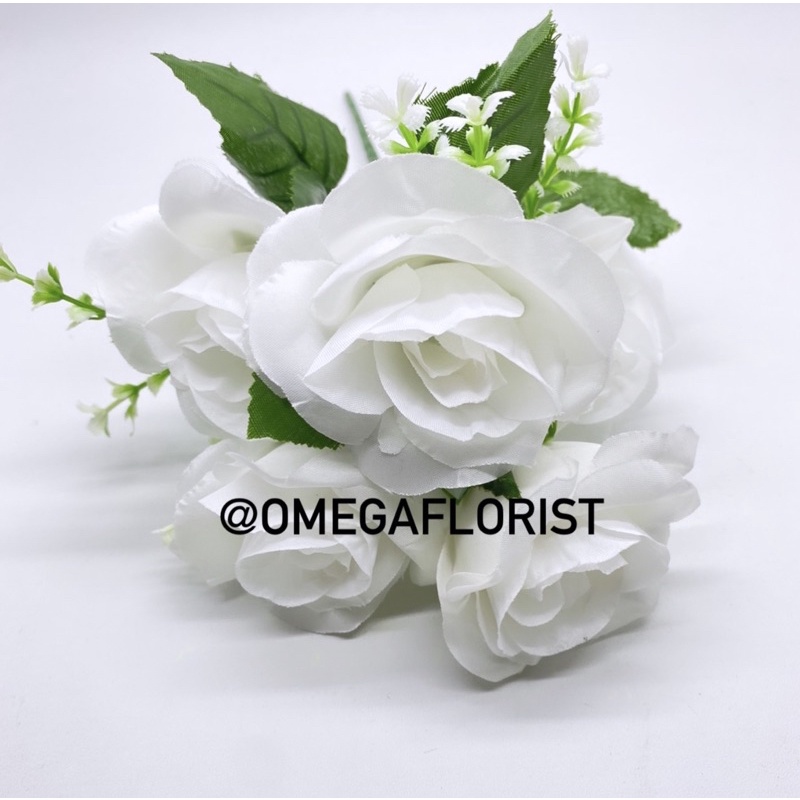 Bunga Rose OF Artificial Bunga Artificial/Bunga Plastik/Bunga Dekorasi/Dekorasi Pernikahan/Pernikahan-Putih Bersih