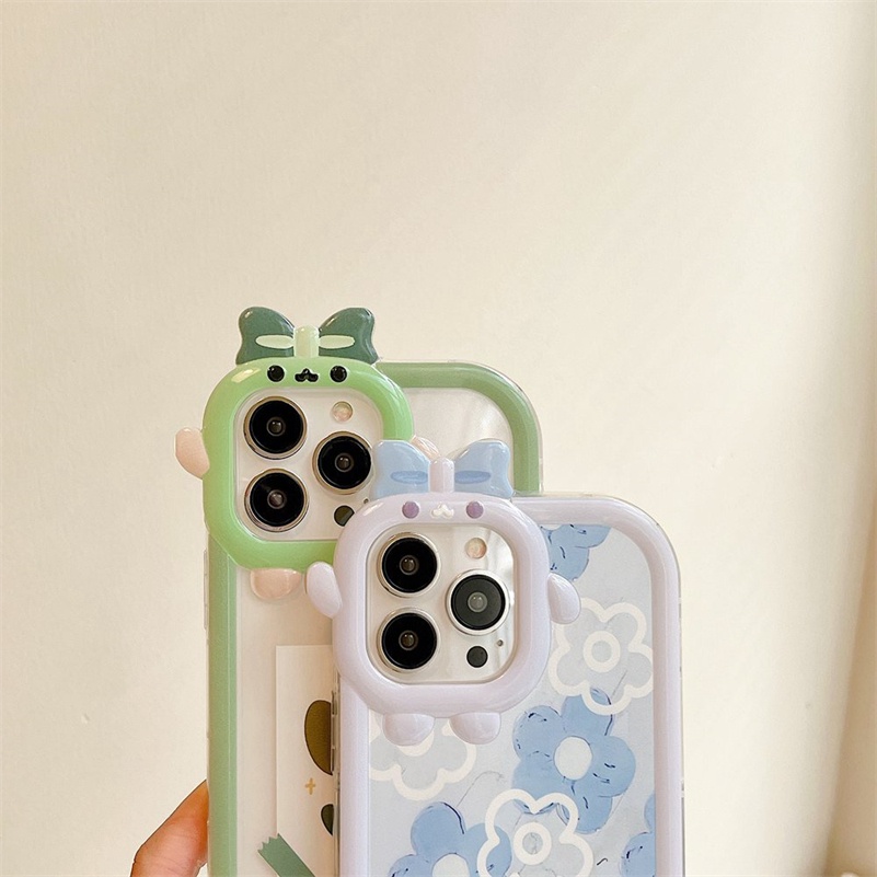 Soft Case Pelindung Lensa Motif Bunga Monster 3D Untuk iPhone 14 13 12 11 Pro Max X Xr Xs Max 7 8 6 6s Plus SE 2020