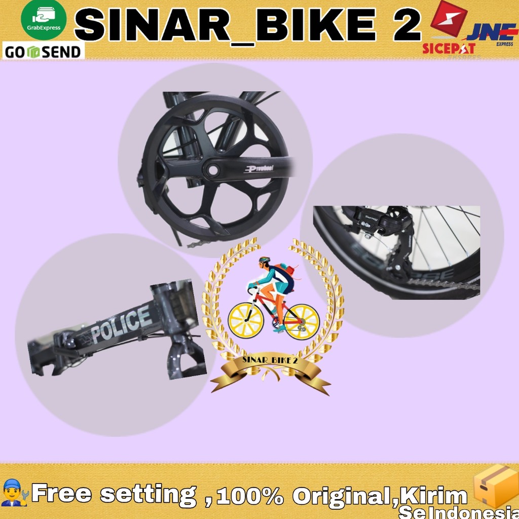 Sepeda Lipat Folding Bike Element Police Texas L 20Inch New (Gosend/Grab)