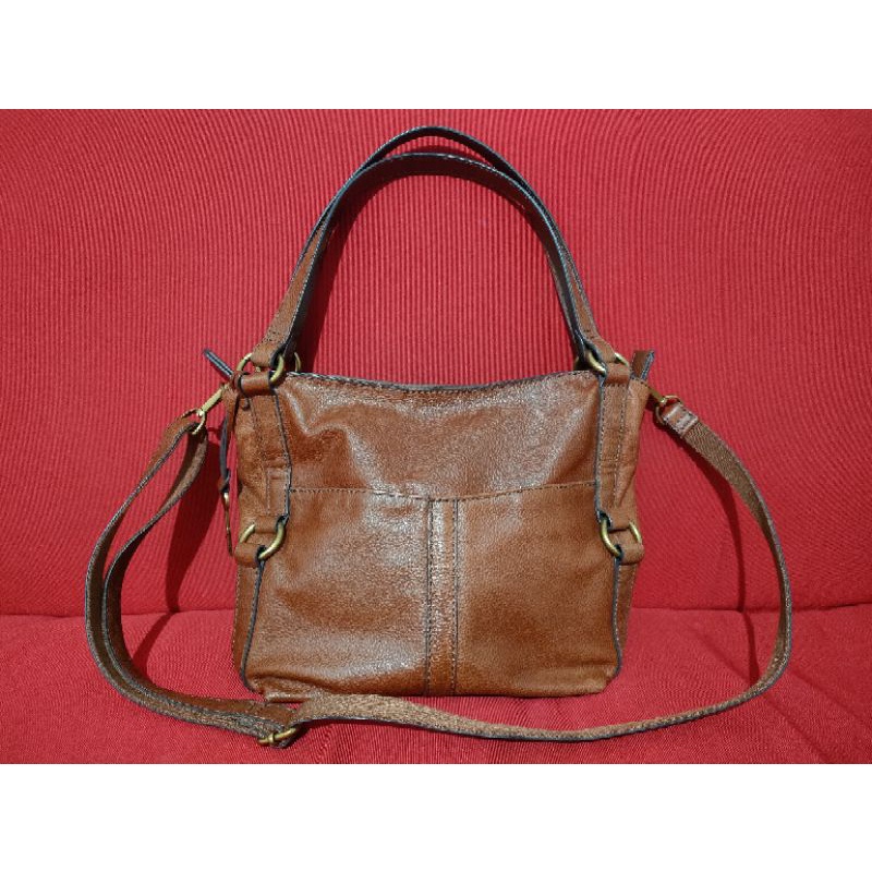 Preloved Tas Fossil Sam Shopper Brown