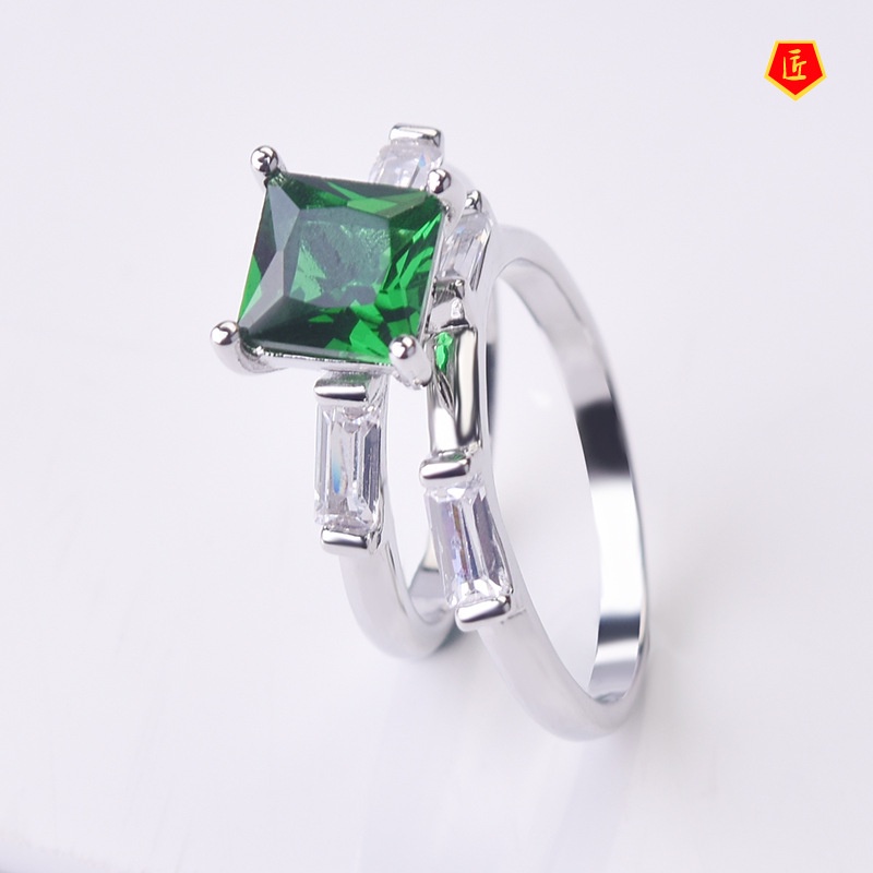 [Ready Stock]Inlaid Colored Gemstone Ring Set