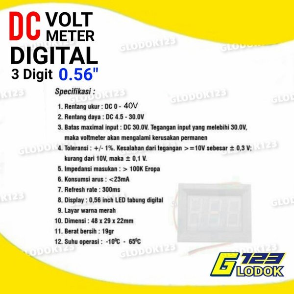 Voltmeter 0.56 inch DC 0V - 40V 100V Mini Digital Volt Meter 3 Kabel