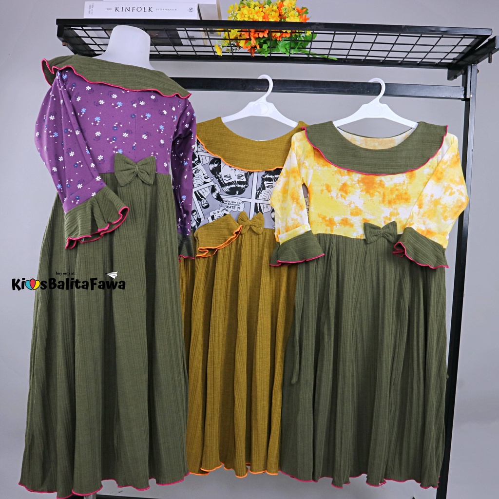 Long Dress Jessika uk 3-4 Tahun [EXPORT] Baju Anak Perempuan Panjang Gamis Muslim Dres Ngaji Murah