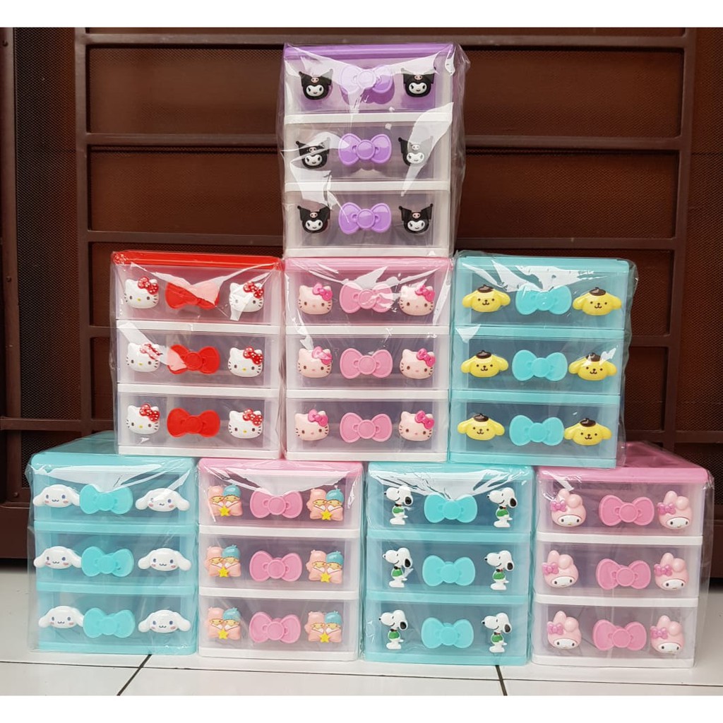 Laci susun 3 plastik hk melody snoopy cinnamoroll pompurin kuromi