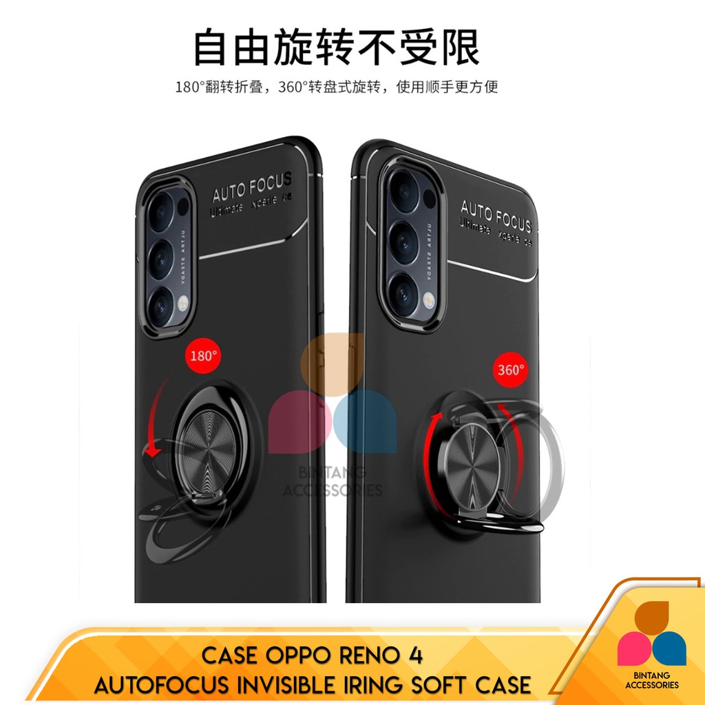 Case Oppo Reno 4 Autofocus Invisible Iring Soft Case Soft Casing Bintang Acc