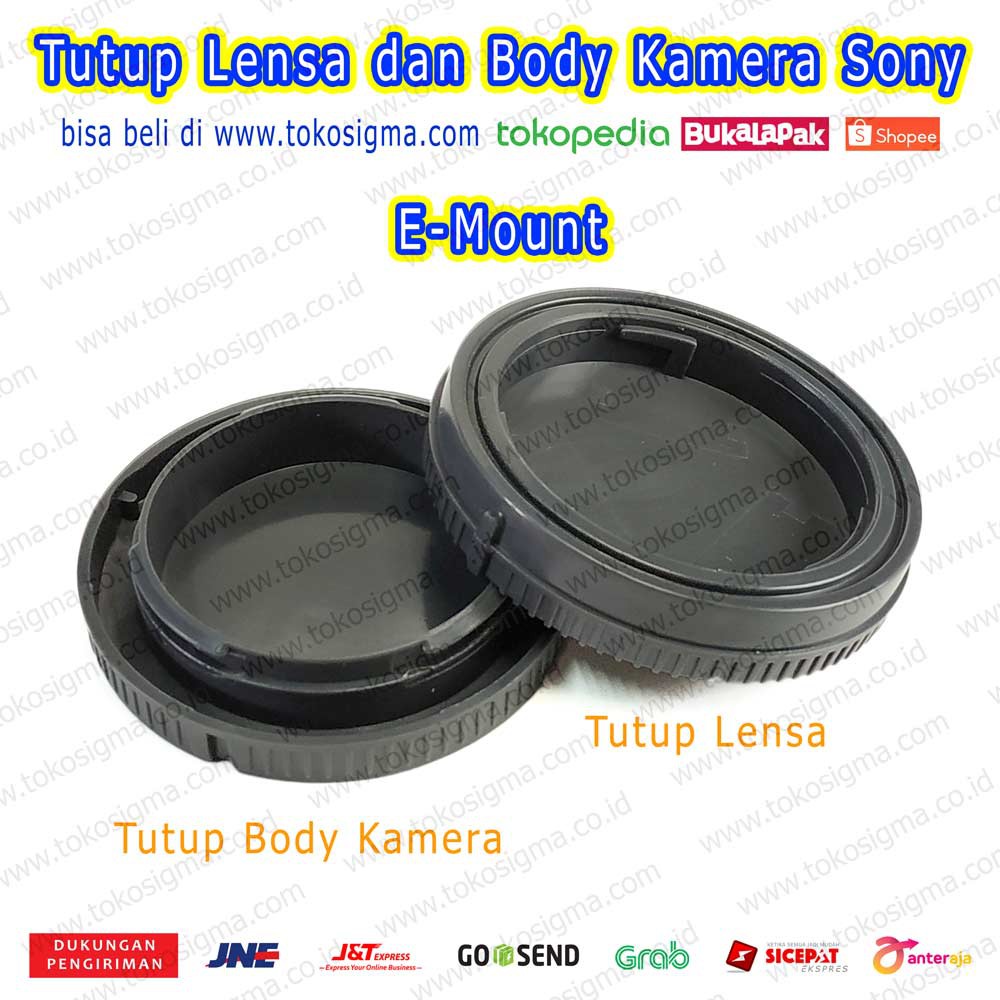 Body cap &amp; Lens Rear Cap Cover Sony NEX Alpha E-Mount tutup body lensa Kamera