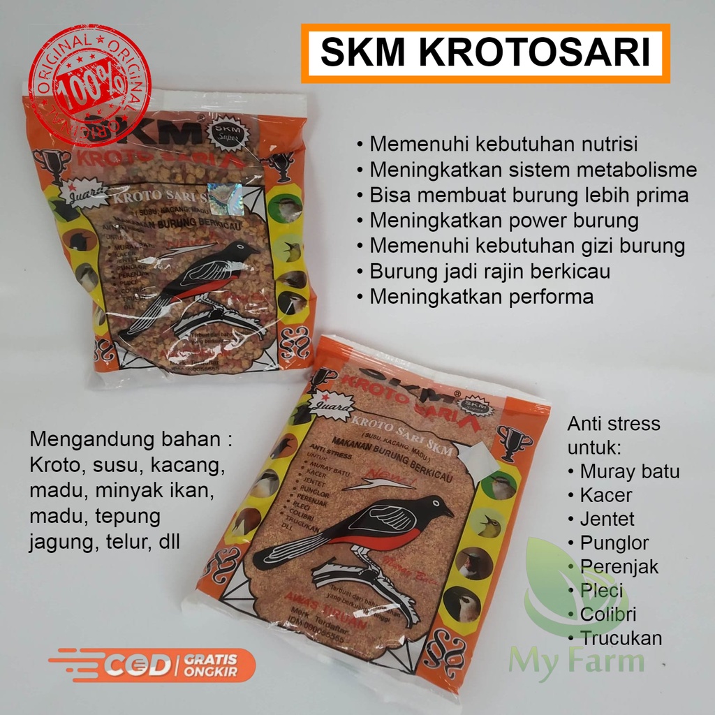 Skm Krotosari Voer Pur Makanan Burung Berkicau Anti Stress Dengan Susu Kacang Madu Atau Pakan Muray 