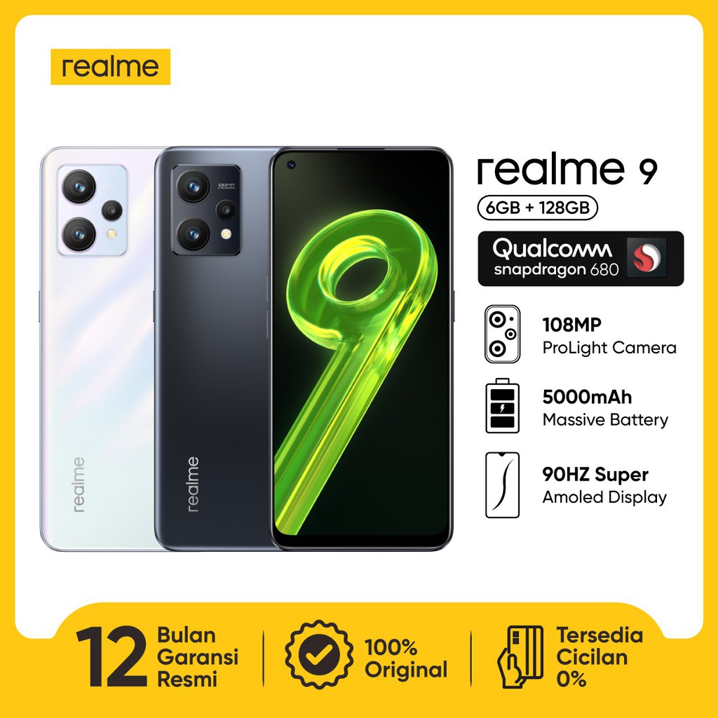 realme 9 4G 6/128 GB 5000mAh battery ,108MP ProLight Camera, 90Hz AMOLED Display, Snapdragon 680