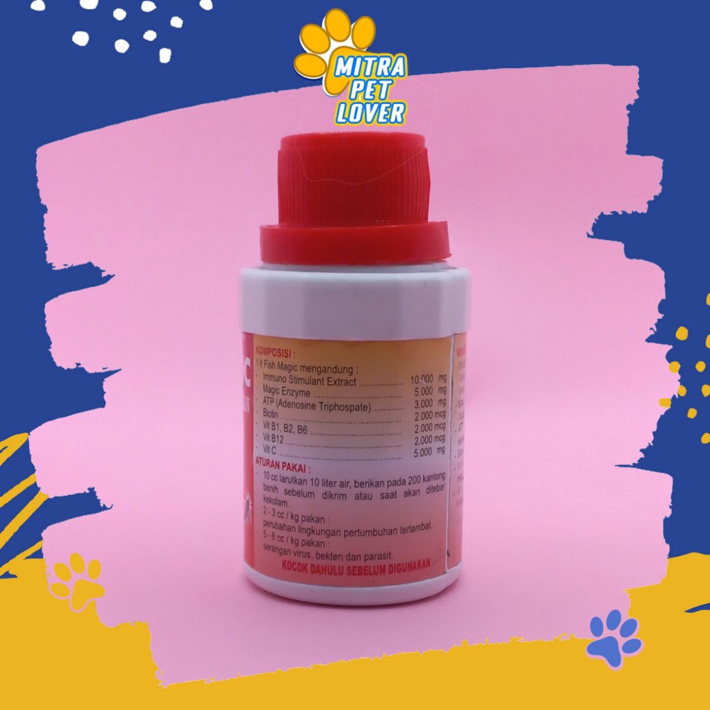 OBAT PENGUAT BENIH IKAN - FISH MAGIC 125 ML ORIGINAL - MENGUATKAN TELUR FISH MENINGKATKAN DAYA TAHAN TUBUH - ANTI STRESS - BEBAS VIRUS BAKTERI JAMUR PARASIT - ANIMAL HEALTHCARE VETERINARY TAMASINDO VITAMIN TERNAK HEWAN BINATANG PELIHARAAN MITRAPETLOVER