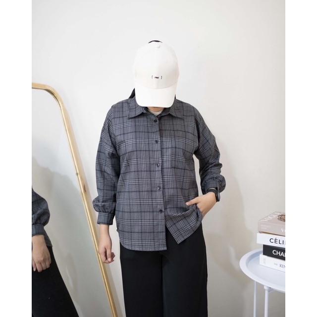 Kemeja tartan / atasan korea / kemeja kotak-kotak