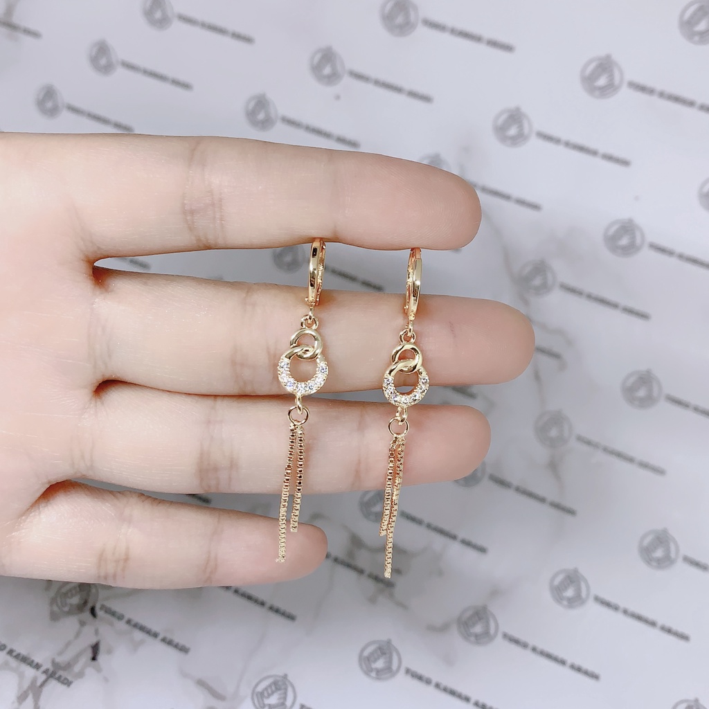 Anting Xuping Gold Perhiasan Fashion Wanita Permata Bunga garis *15