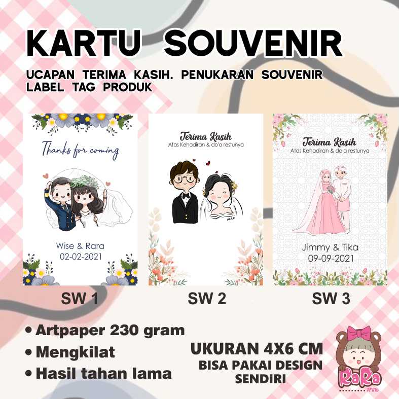 KARTU SOUVENIR 4X6 CM / WEDDING CARD / KARTU UCAPAN SOUVENIR / KUPON SOUVENIR / SOUVENIR PERNIKAHAN