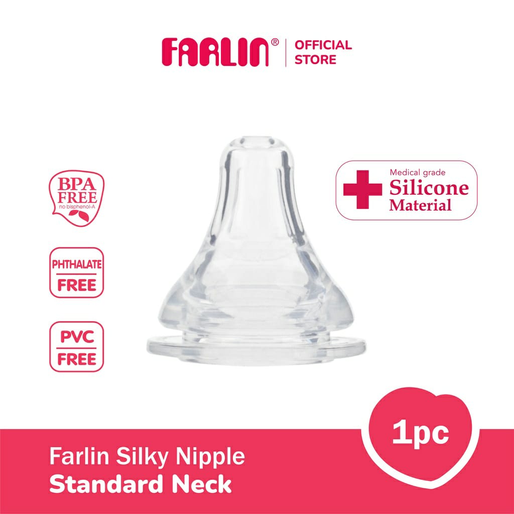 Farlin Silky Silicone Nipple Standard Neck - Nipple Pengganti