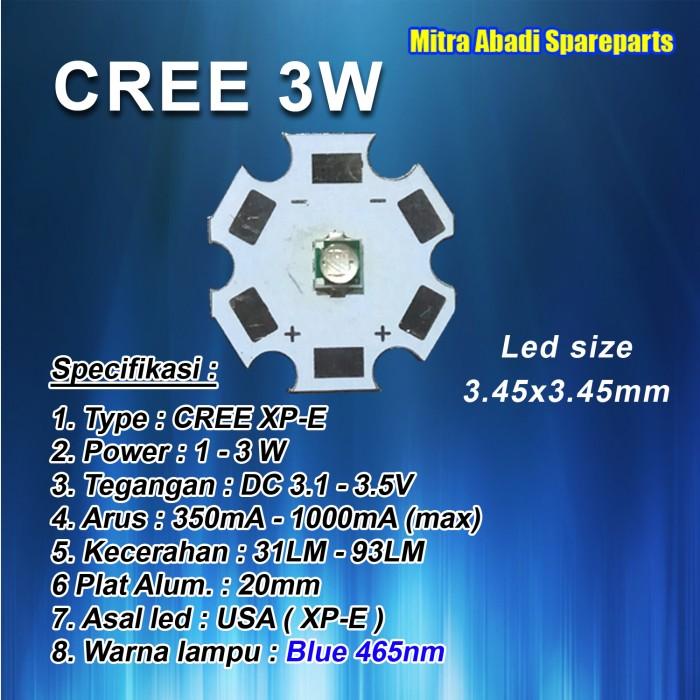 HPL 3W/High Power LED 3 Watt CREE XP-E Blue/Biru 465nm 20mm