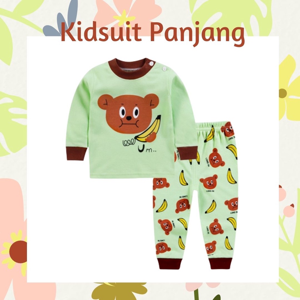 Plazababyku KIDS SUIT PANJANG H5 Setelan Anak Bahan Kaos Lengan + Celana Berkualitas Import NEW4