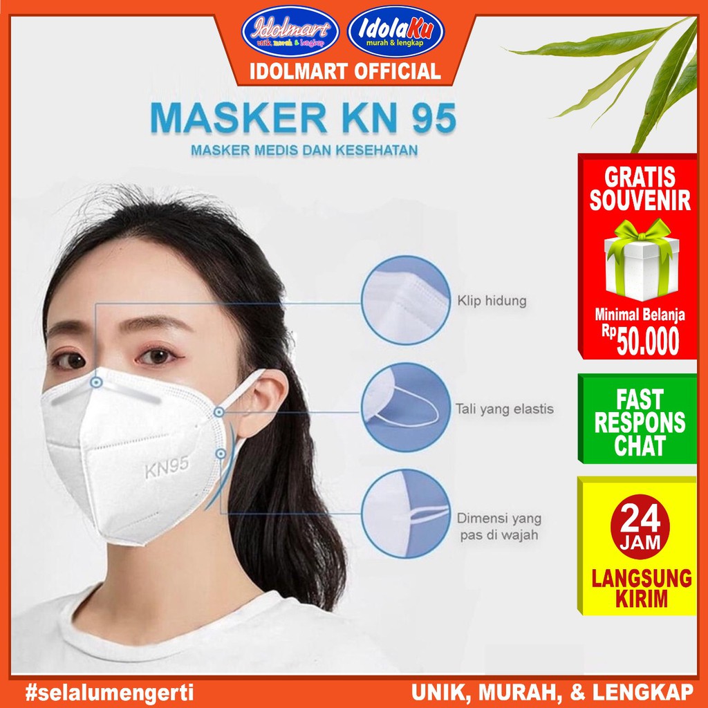 IDOLAKU Masker KN95 full Care / Masker disposable / Masker anti Virus / 1 box isi 10