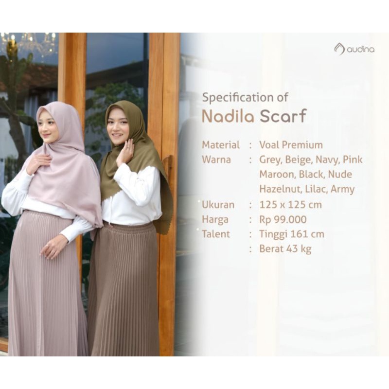 Jilbab Segiempat Scarf ORI Audina Hijab 125 X 125 Cm/Jilbab segiempat Audina/Voal Audina
