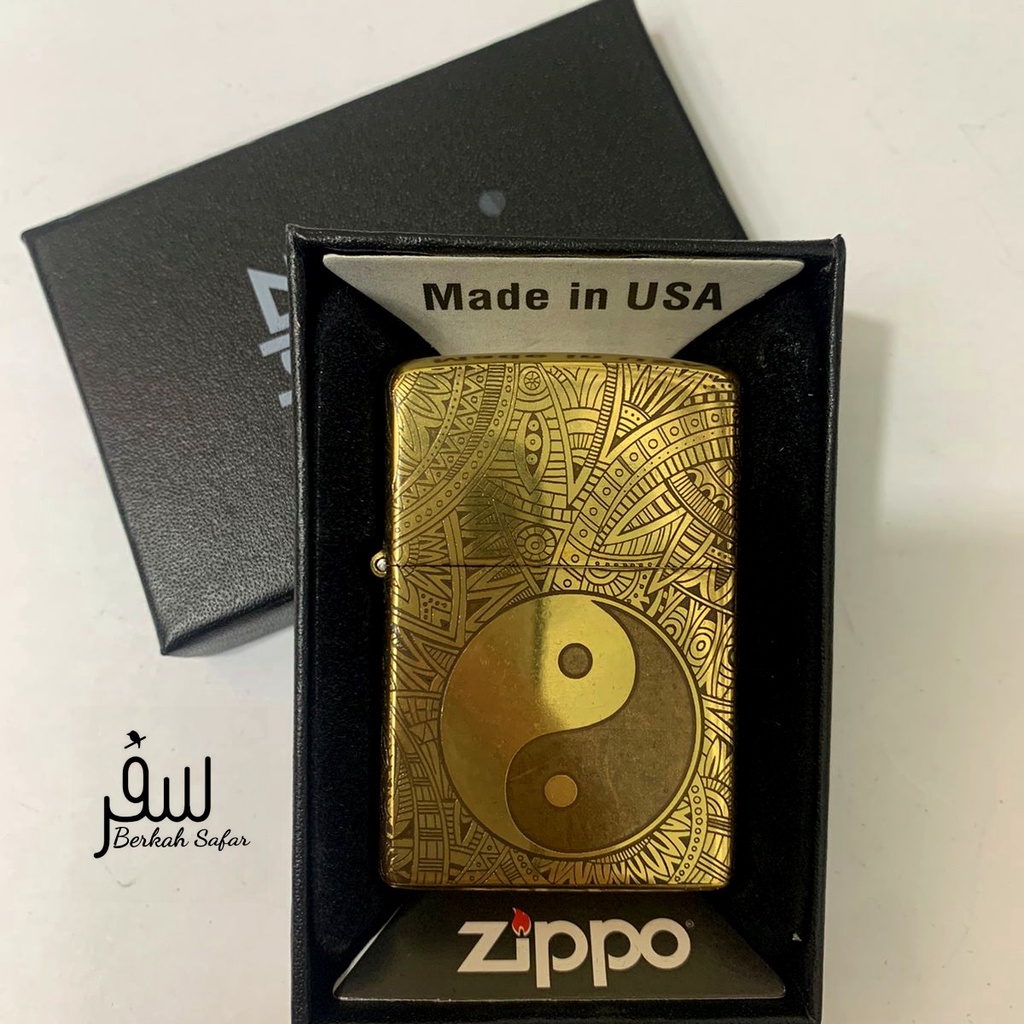Korek Zippo Gold Full Engraving Ying Dan Yang Chinese High Premium Quality Made In Usa &quot;Limited Edition&quot; - Free Box