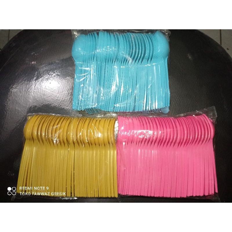 (100 pcs) Sendok Teh Pelangi Warna Luxor / Sendok Puding / Sendok Es krim / Sendok Salad / Sendok Dessert