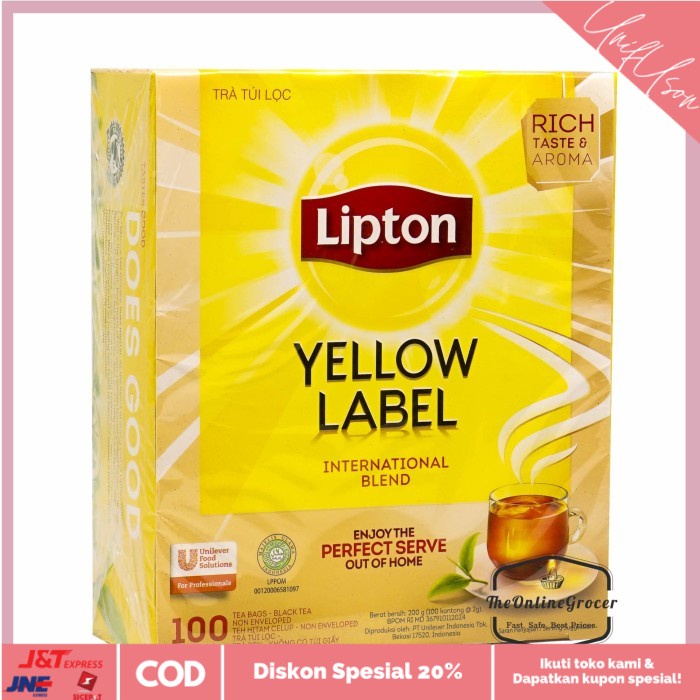 

⭐COD⭐ Lipton Yellow Label Tea Non Envelope 100x2g - Teh Lipton Tanpa Amplop