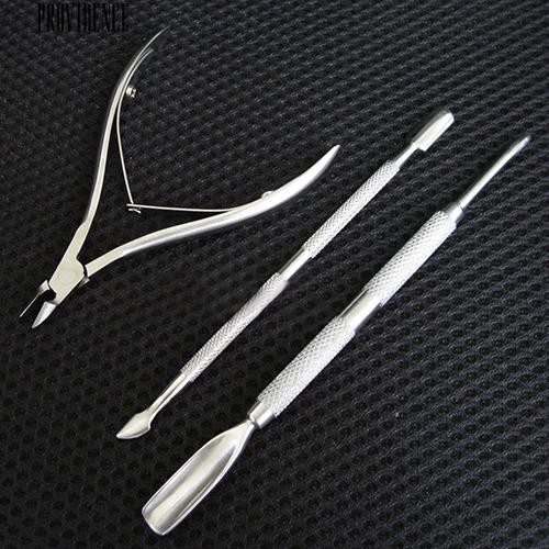 Stainless Steel Nail Kutikula Sendok Pendorong Remover Cutter Nipper Clipper Cut Set