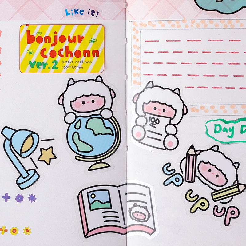 40pcs Stiker Desain Kartun Binatang Peliharaan Model Anti-Air