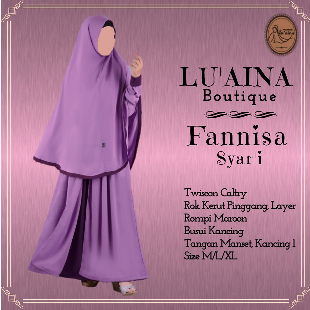 Gamis Set FANNISA SYARI hijab muslimah busui premium branded elegan  cantik original pesta terbaru